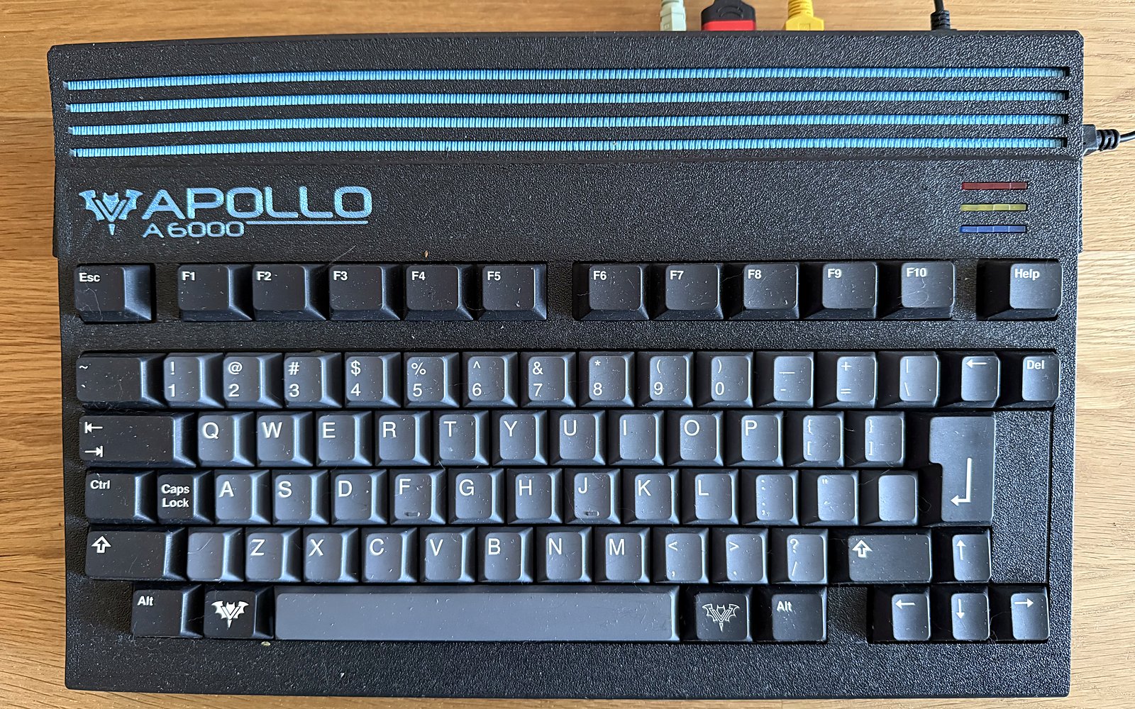 The Apollo A6000, black case with blue stripes